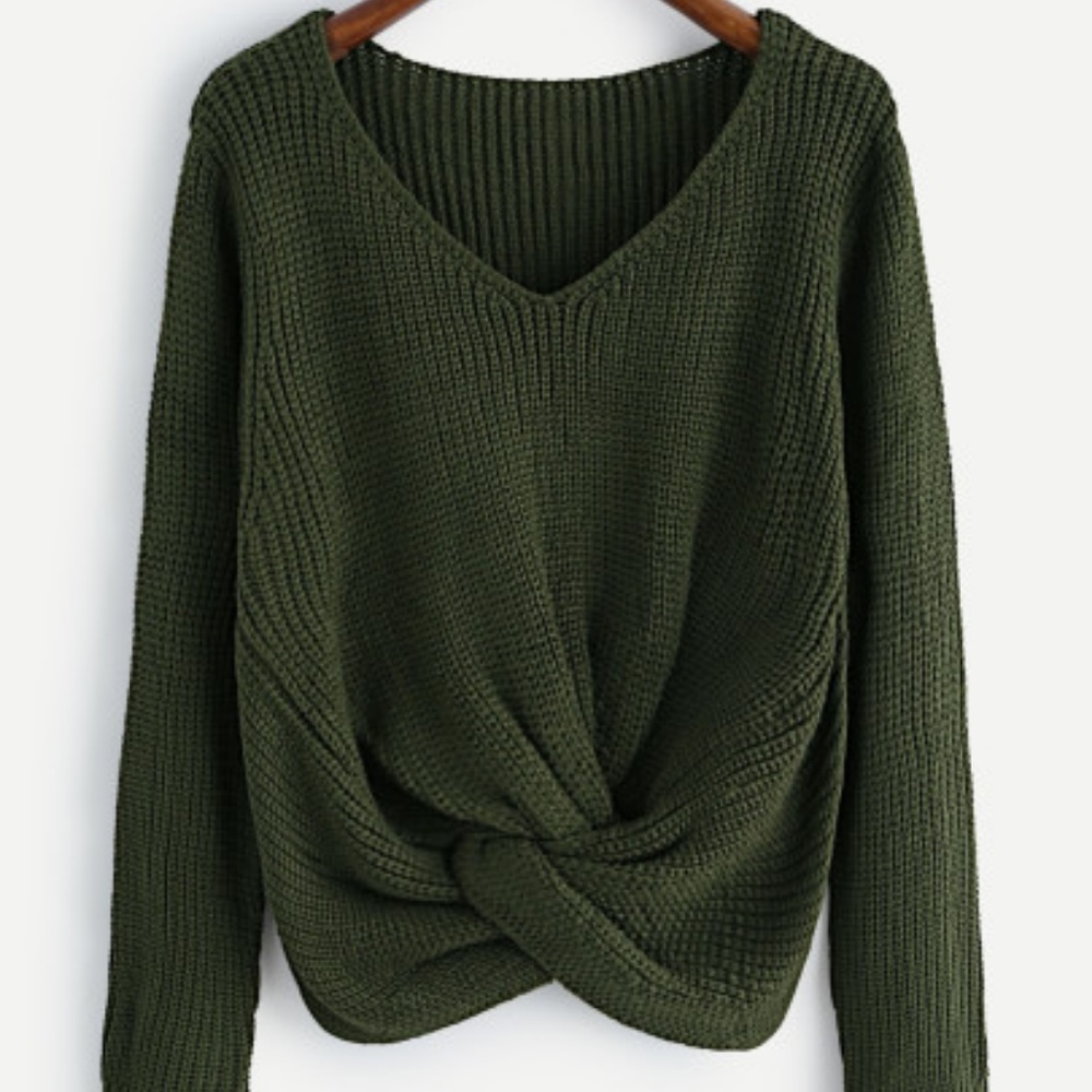 Hunter green crop sweater